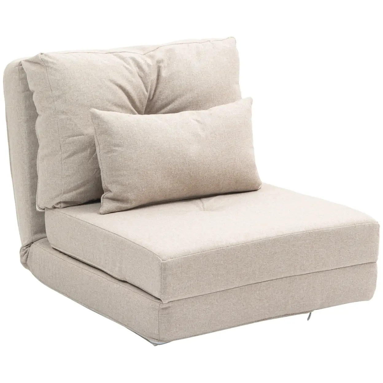 HOMCOM Fauteuil convertible 1 place fauteuil paresseux lit chauffeuse 1 place - coussin inclus, dossier réglable - salon, charge 120 kg, tissu lin beige image 0