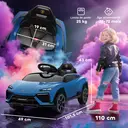 AIYAPLAY Voiture électrique enfant Lamborghini, 12V avec télécommande 2,4G et 2 moteurs, vitesse max. 4 km/h, véhicule électrique avec phares LED, MP3 et klaxon, bleu image 4