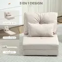 HOMCOM Fauteuil convertible 1 place fauteuil paresseux lit chauffeuse 1 place - coussin inclus, dossier réglable - salon, charge 120 kg, tissu lin beige image 1