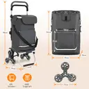 Chariot De Course 60L Avec Système à 3 Roues Pour Monter Les Escaliers, Chariot Pour Le Camping Et Les Courses Avec Poignée Réglable En Hauteur, Chariot 3-En-1 En Aluminium, Incluant Un Compartiment Réfrigéré Et Un Porte-Gobelet image 6