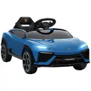 AIYAPLAY Voiture électrique enfant Lamborghini, 12V avec télécommande 2,4G et 2 moteurs, vitesse max. 4 km/h, véhicule électrique avec phares LED, MP3 et klaxon, bleu image 0