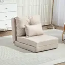 HOMCOM Fauteuil convertible 1 place fauteuil paresseux lit chauffeuse 1 place - coussin inclus, dossier réglable - salon, charge 120 kg, tissu lin beige image 2