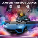 AIYAPLAY Voiture électrique enfant Lamborghini, 12V avec télécommande 2,4G et 2 moteurs, vitesse max. 4 km/h, véhicule électrique avec phares LED, MP3 et klaxon, bleu image 7