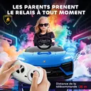 AIYAPLAY Voiture électrique enfant Lamborghini, 12V avec télécommande 2,4G et 2 moteurs, vitesse max. 4 km/h, véhicule électrique avec phares LED, MP3 et klaxon, bleu image 5