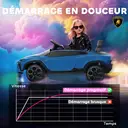 AIYAPLAY Voiture électrique enfant Lamborghini, 12V avec télécommande 2,4G et 2 moteurs, vitesse max. 4 km/h, véhicule électrique avec phares LED, MP3 et klaxon, bleu image 1