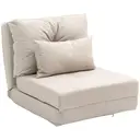 HOMCOM Fauteuil convertible 1 place fauteuil paresseux lit chauffeuse 1 place - coussin inclus, dossier réglable - salon, charge 120 kg, tissu lin beige image 0