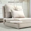 HOMCOM Fauteuil convertible 1 place fauteuil paresseux lit chauffeuse 1 place - coussin inclus, dossier réglable - salon, charge 120 kg, tissu lin beige image 7