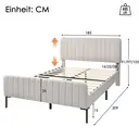 Polsterbett Doppelbett 180 x 200 cm, Bettgestell mit Lattenrost und Verstellbares Kopfteil, Gepolstertes bett in Grau-Beige,Bettrahmen Jugendbett für Schlafzimmer Gästezimmer-Leinenmaterial image 3