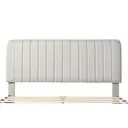 Polsterbett Doppelbett 180 x 200 cm, Bettgestell mit Lattenrost und Verstellbares Kopfteil, Gepolstertes bett in Grau-Beige,Bettrahmen Jugendbett für Schlafzimmer Gästezimmer-Leinenmaterial image 6