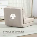 HOMCOM Fauteuil convertible 1 place fauteuil paresseux lit chauffeuse 1 place - coussin inclus, dossier réglable - salon, charge 120 kg, tissu lin beige image 6