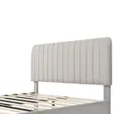 Polsterbett Doppelbett 180 x 200 cm, Bettgestell mit Lattenrost und Verstellbares Kopfteil, Gepolstertes bett in Grau-Beige,Bettrahmen Jugendbett für Schlafzimmer Gästezimmer-Leinenmaterial image 5