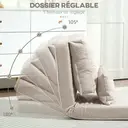 HOMCOM Fauteuil convertible 1 place fauteuil paresseux lit chauffeuse 1 place - coussin inclus, dossier réglable - salon, charge 120 kg, tissu lin beige image 4
