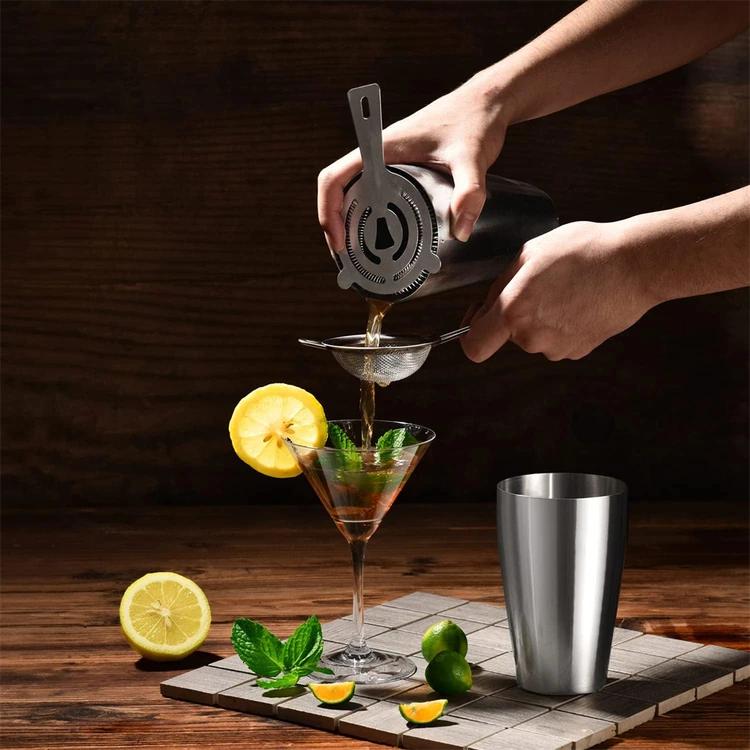 Huacan Cocktail-Shaker, Boston-Shaker, Edelstahl-Cocktail-Shaker-Set 750/550 ml 15-teiliges Set | Barzubehör