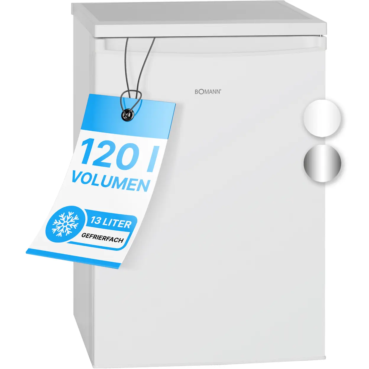 Bomann® Kühlschrank mit Gefrierfach | Kühlschrank klein mit 120 L Nutzinhalt | Kühlen 107 L & Gefrieren 13 L | Fridge mit 3 Türablagen & 2 Glasablagen | wechselbarer Türanschlag | KS 2184.1 weiß | Kühl-Gefrierkombinationen