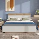 Doppelbett Holzbett Schwebebett mit Kopfteil aus Bettgestell &Lattenrost-205x184x90.5 cm(T/B/H) Set in Eiche Sonoma/Weiß(Ohne Matratze) -1 image 1