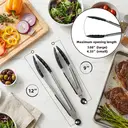 2-Piece Silicone Tongs Set, 9 and 12 Inch Long Non-Scratch Food Tongs with Locking Clip, Heat Resistant Tips for Grilling, Cooking and Salad Serving, Dishwasher Safe Kitchen Tongs, Black Handle image 4