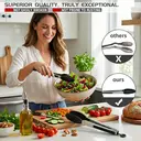 2-Piece Silicone Tongs Set, 9 and 12 Inch Long Non-Scratch Food Tongs with Locking Clip, Heat Resistant Tips for Grilling, Cooking and Salad Serving, Dishwasher Safe Kitchen Tongs, Black Handle image 3