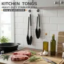 2-Piece Silicone Tongs Set, 9 and 12 Inch Long Non-Scratch Food Tongs with Locking Clip, Heat Resistant Tips for Grilling, Cooking and Salad Serving, Dishwasher Safe Kitchen Tongs, Black Handle image 1