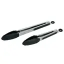 2-Piece Silicone Tongs Set, 9 and 12 Inch Long Non-Scratch Food Tongs with Locking Clip, Heat Resistant Tips for Grilling, Cooking and Salad Serving, Dishwasher Safe Kitchen Tongs, Black Handle image 0