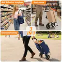 Chariot De Courses Pliable Avec Compartiment Isotherme, Chariot 3-En-1 (Chariot De Manutention Et Sac à Bandoulière), Chariot De Courses, Chariot De Courses 60 L Et Sangle De Fixation, Chariot De Courses à Roulettes, Chariot Pliable, Courses, Chariot Portable image 1