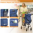 Chariot De Course 60L Avec Système à 3 Roues Pour Monter Les Escaliers, Chariot Pour Le Camping Et Les Courses Avec Poignée Réglable En Hauteur, Chariot 3-En-1 En Aluminium, Incluant Un Compartiment Réfrigéré Et Un Porte-Gobelet image 4