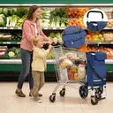 Chariot De Courses Pliable Avec Compartiment Isotherme, Chariot 3-En-1 (Chariot De Manutention Et Sac à Bandoulière), Chariot De Courses, Chariot De Courses 60 L Et Sangle De Fixation, Chariot De Courses à Roulettes, Chariot Pliable, Courses, Chariot Portable image 3