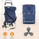 Chariot De Course 60L Avec Système à 3 Roues Pour Monter Les Escaliers, Chariot Pour Le Camping Et Les Courses Avec Poignée Réglable En Hauteur, Chariot 3-En-1 En Aluminium, Incluant Un Compartiment Réfrigéré Et Un Porte-Gobelet image 6