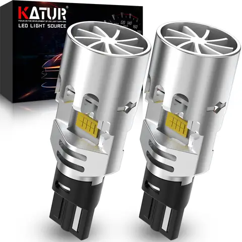 KATUR W16W LED Bulb 700% Brightness, Canbus Error Free 6500K White 6000LM with Cooling Fan High Speed T15 912 921 LED Bulbs for Backup Lights, Pack of 2