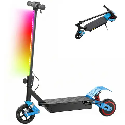 AIYAPLAY Electric Scooter for Kids, Foldable Electric Scooter with LCD Display, Dual Shock Absorption, 200W Motor Blue