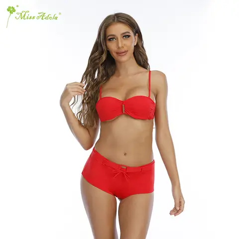 MISSADOLA Beach Swim Vacation Two-piece Swimsuit Red L