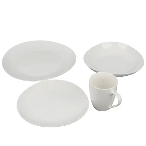 Organic tableware set
Elegant White Ceramic Plates and Bowls, Modern Dining Collection for Everyday Use and Special Occasions
4pcs  set:                                                10.5"dinner plate*1pc  soup plate*1pc                                     6"salad bowl*1pc                        360ml mug*1pc