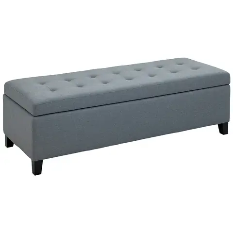 HOMCOM Sitzbank mit Stauraum, Polsterbank mit Deckel, Leinenoptik, Bettbank Truhenbank, Aufbewahrungsbank für Wohnzimmer, Schlafzimmer, 125 x 49 x 41,5 cm Grau