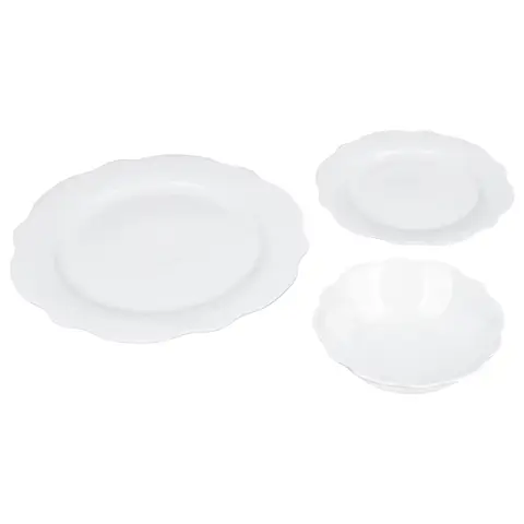 Lotus Shape tableware Set, Elegant White Ceramic Plates and Bowls, Modern Dining Collection for Everyday Use and Special Occasions
3pcs lotus shape dinner set:10.5"dinner plate,7.5"side plate,6"salad bowl