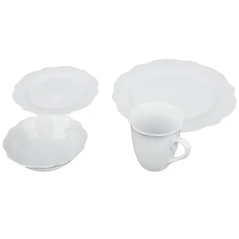 Lotus Shape tableware Set, Elegant White Ceramic Plates and Bowls, Modern Dining Collection for Everyday Use and Special Occasions
4pcs  lotus shape dinner set:10.5"dinner plate,7.5"side plate,6"salad bowl,14oz mug