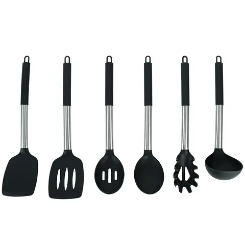 6 pcs Silicone Kitchen Utensils Set, Non-Toxic Cooking Tools with Solid Handles, BPA-Free for Non-Stick Cookware
