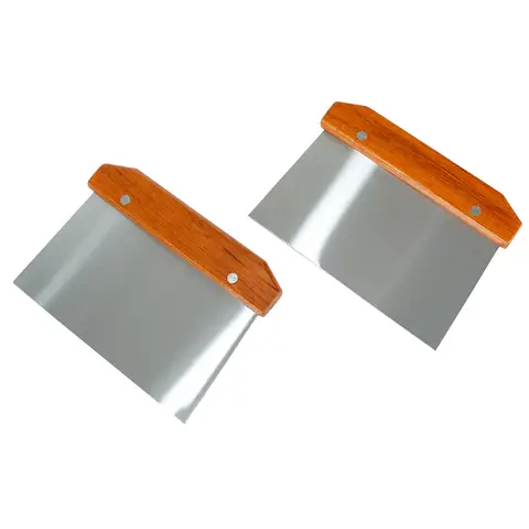 Dough Scraper Cutter, 2 Pcs Set with Stainless Steel Blades and Wooden Handle, for Baking, Dough Division, Scraping and Kneading